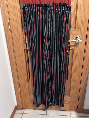 Ultra Flirt Cap Sleeve Pinstripe Wide Leg Jumpsuit Women’s Plus Size 1X - 第 5/13 張圖片