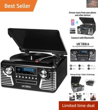 50's Retro Bluetooth Turntable  Multimedia Center - Built-In Speakers, 3-Speed