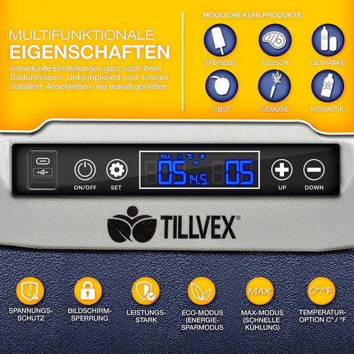 tillvex® Compresseur Glacière Électrique Voiture Congélateur Camping Réfrigérateur APP - Photo 8/21
