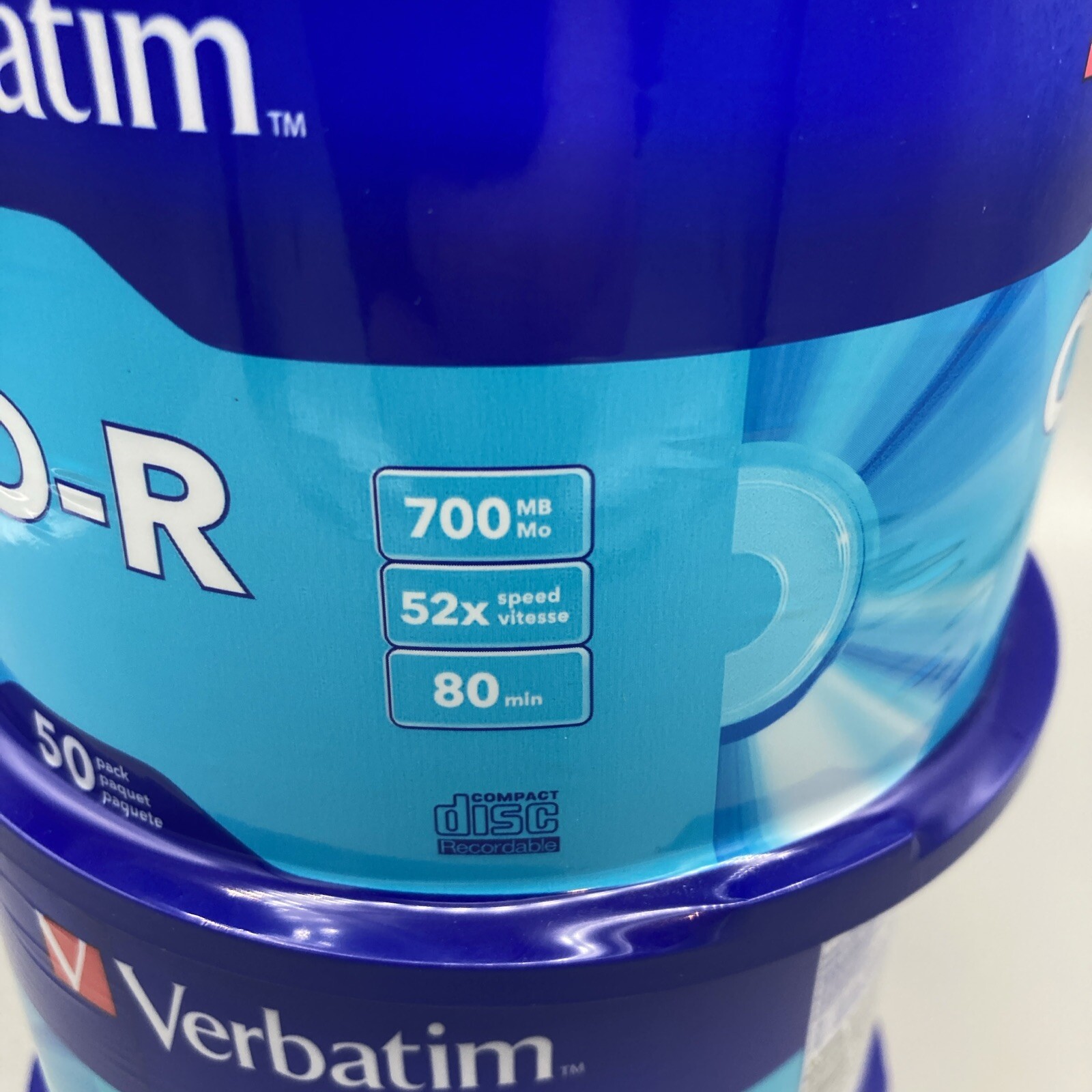 100 VERBATIM 700MB 52X CD-R Media Disc Spindle (2x50pk) NEW