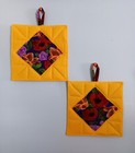  Handmade Set of 2  Quilted Potholders.  Size 8" X 8" FREE SHIPPING!