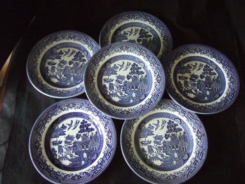 Lot de 6 assiettes à thé motif saule Churchill diamètre 16,5 cm