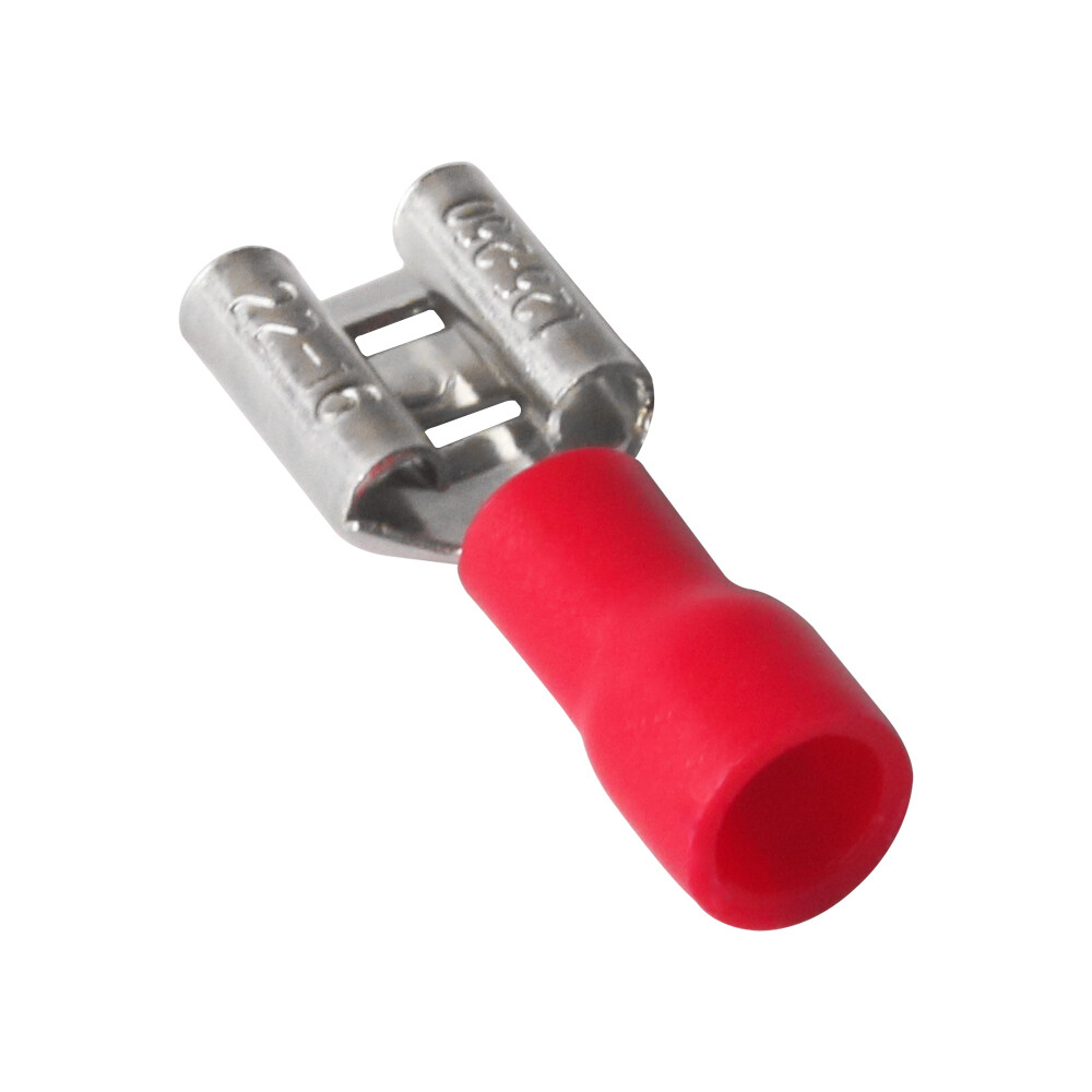 (100) Red 2216 Gauge AWG Vinyl Female Wire Terminal Quick Disconnect
