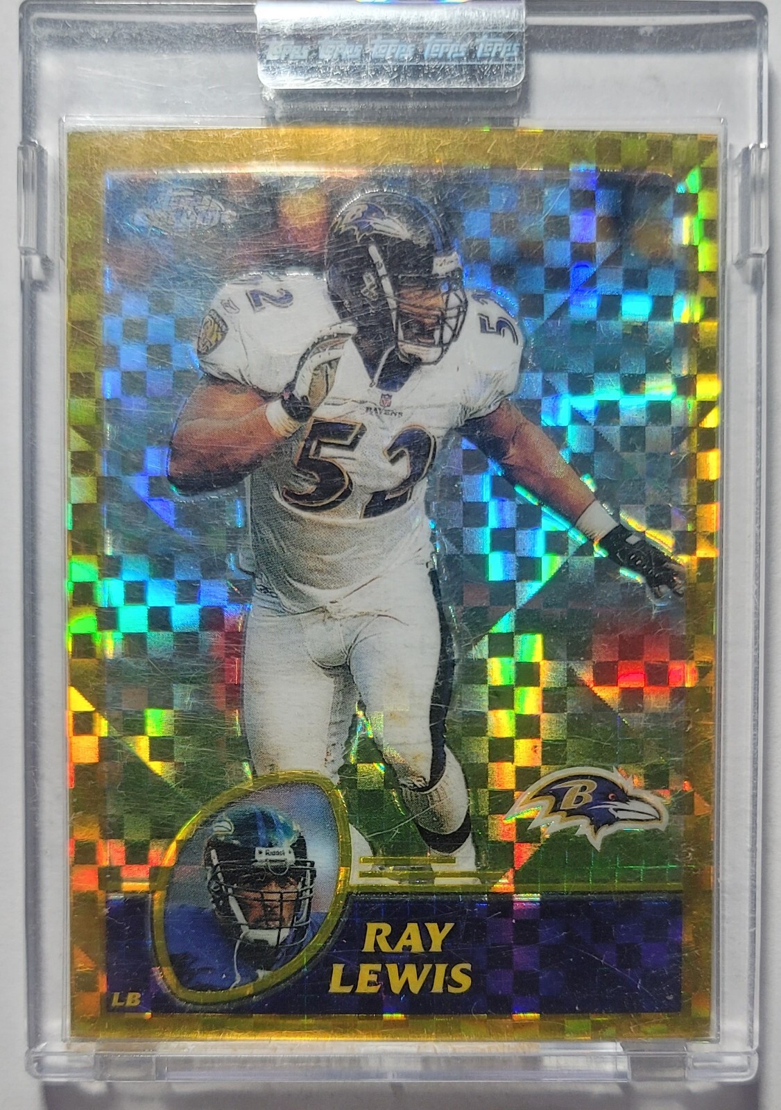 2003 TOPPS CHROME GOLD XFRACTOR ENCASED #128 RAY LEWIS RAVENS SP/101 RARE