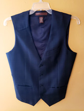 Perry Ellis Mens Designer Dress Suit VEST Black Size M Polyester Adjustable Back