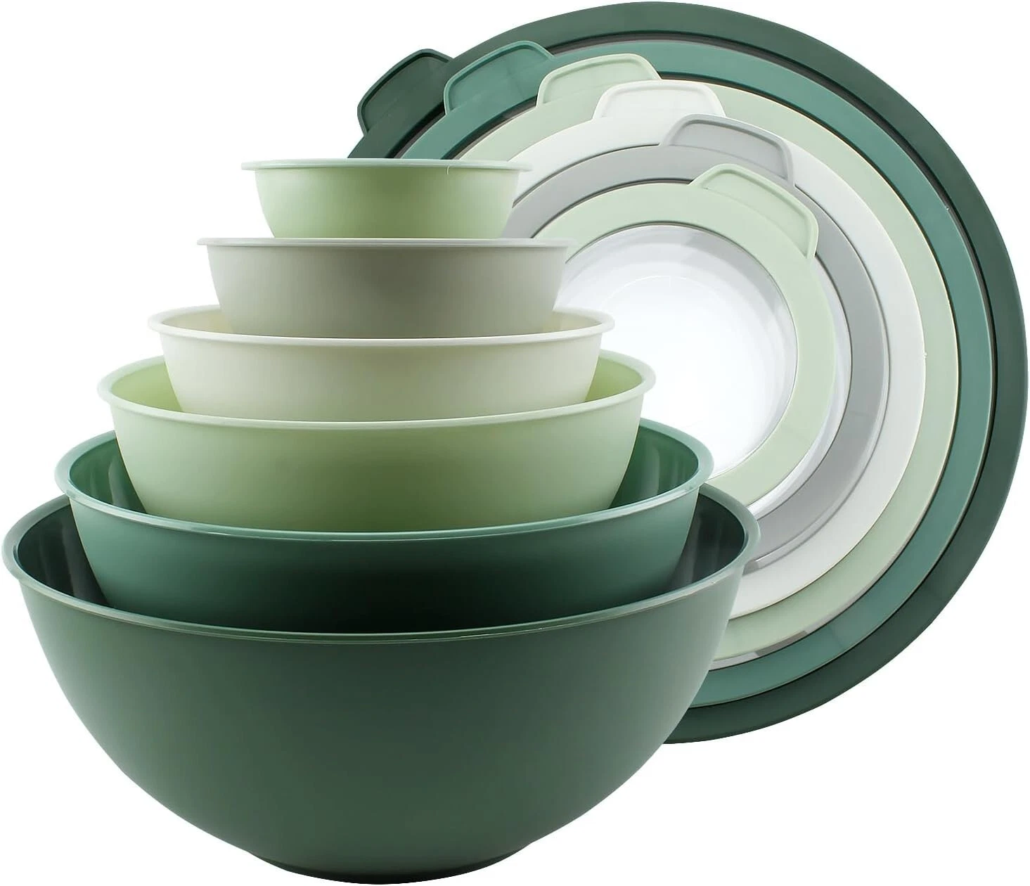 CWC COOK with COLOR Mixing Bowls with TPR Lids - 12 Piece Plastic Nesting Set z