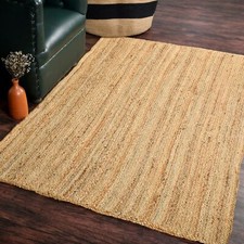 Rug Jute Carpet Runner Natural Rectangle Handmade Rustic Look Braided Stylish