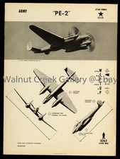 WWII Aircraft Identification Poster, Petlyakov Pe-2, Art Print on 11x14" 09169