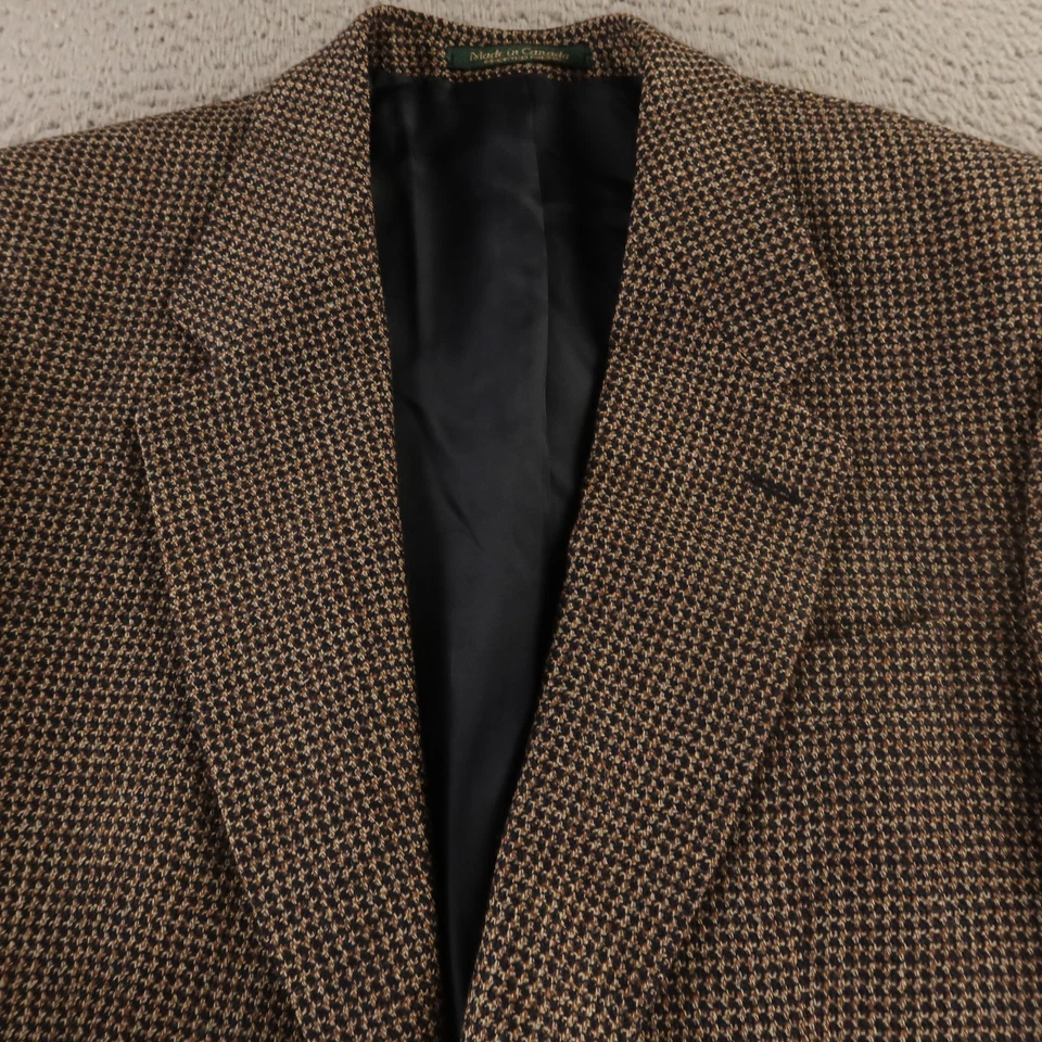 Chaqueta de tweed de colección M MT marrón a cuadros pata de gallo 100 % lana Blazer Abrigo deportivo 41L Foto 2 de 4