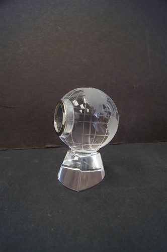 Hoya Crystal Globe Analog Quartz Desk Clock W/ Box 4.25" - Imagen 7 de 12