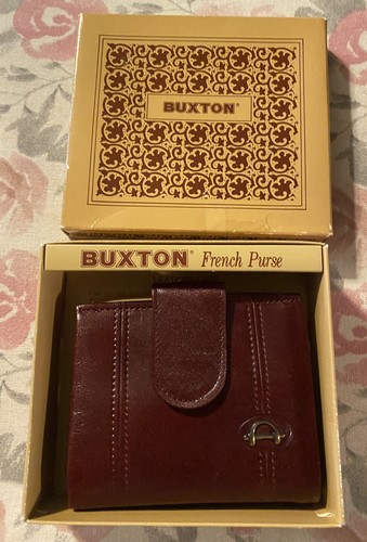 Buxton French Purse Leather Wallet Red Burgandy Leather Card Slots Coin T34 - Picture 4 of 5