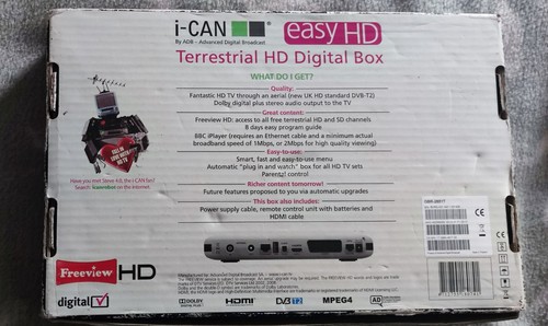I CAN, EASY HD FREEVIEW BOX+ REMOTE CONTROL+HDMI CABLE, BOXED - Picture 2 of 19