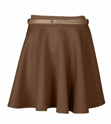 Mini/corta Falda Patinadora Acampanada Formal Elástica Lisa Para Mujer