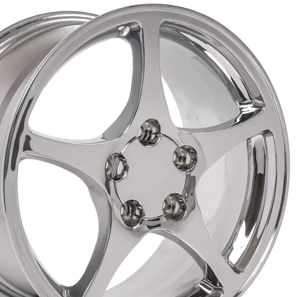 CHROME C5 Y2K THIN SPOKE STYLE WHEELS FITS: 1997-2004 C5 17X8.5/18X9.5 ...