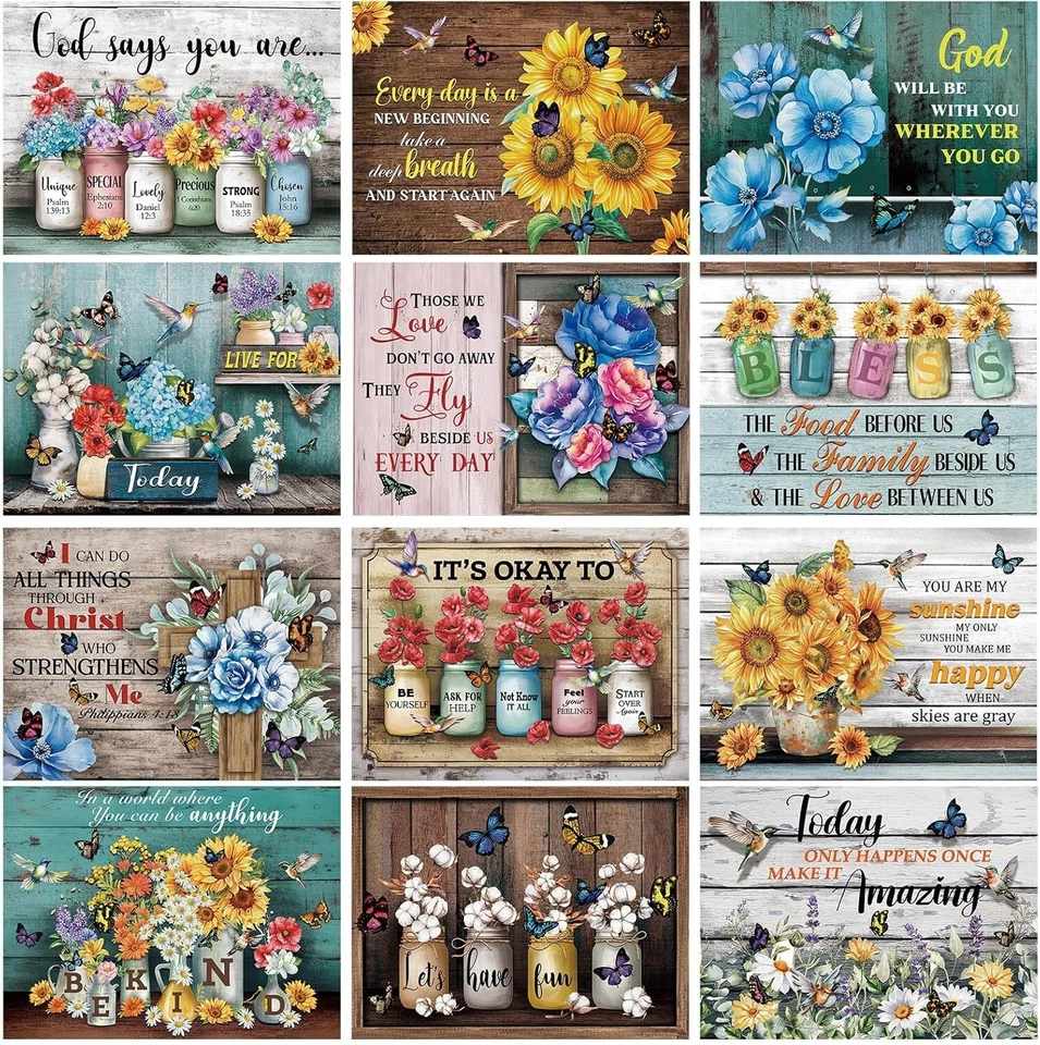 12 Pack Vintage Flower Inspiration Christian Diamond Painting Kits for Adult ... - Image 2 of 4