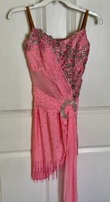 Women  s Pink Latin/Rhythm Ballroom Dress With Pink Sash  Crystals