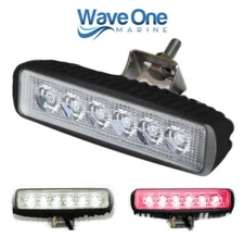 Wave One Marine | Dual Color | BLACK White & Red LED Boat Spreader Deck Light 
