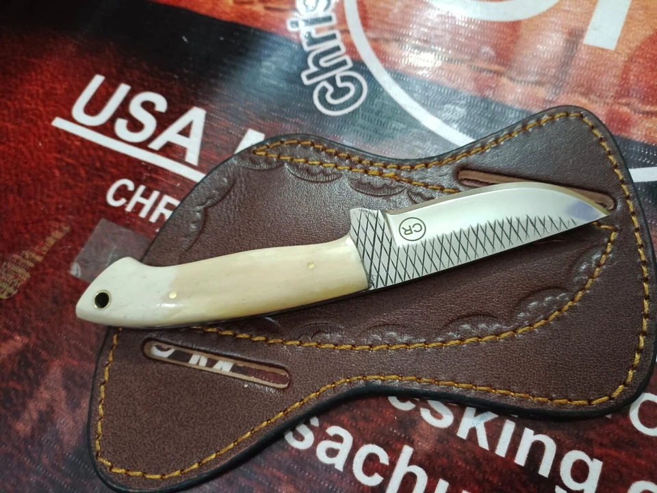 КОВАНЫЙ НА ЗАКАЗ ОХОТНИЧИЙ, КОВБОЙСКИЙ НОЖ ДЛЯ СНЯТИЯ ШКУРЫ С КОСТЯНОЙ РУЧКОЙ И НОЖНАМИ - Изображение 3 из 4