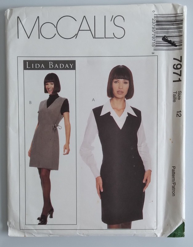 Mc CALL'S #7971 MISS SIZE 12 LINED JUMPER DRESS & BLOUSE PATTERN UNCUT