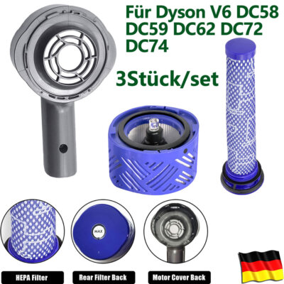 3x Motor-Heckabdeckung Und Heckfilter-Kit für Dyson V6 DC58 DC59 Animal Vacuum