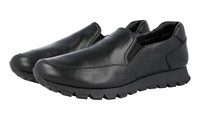 Prada Leder Slip-On Prax Sneaker - 4D2805 - Komplett Schwarz - Neu - 7,5 41,5