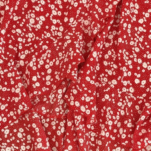 Shein Girls Skirt Size 11-12Y Floral High Low Ruffle Tiered Front Tied Red White - Picture 5 of 12