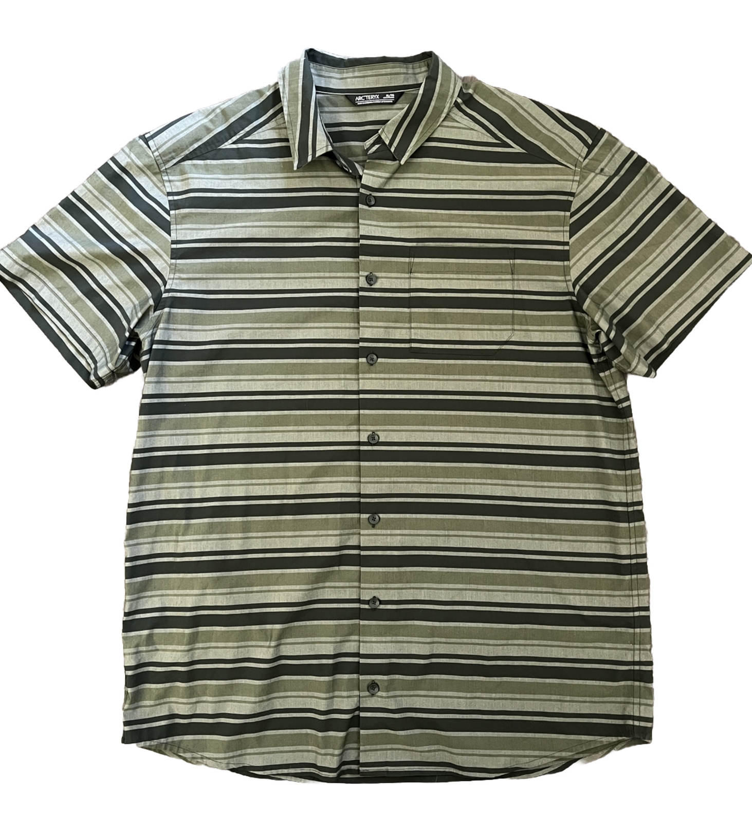 ARC'TERYX Arcteryx camicia uomo manica corta con bottoni a righe escursionismo taglia XL