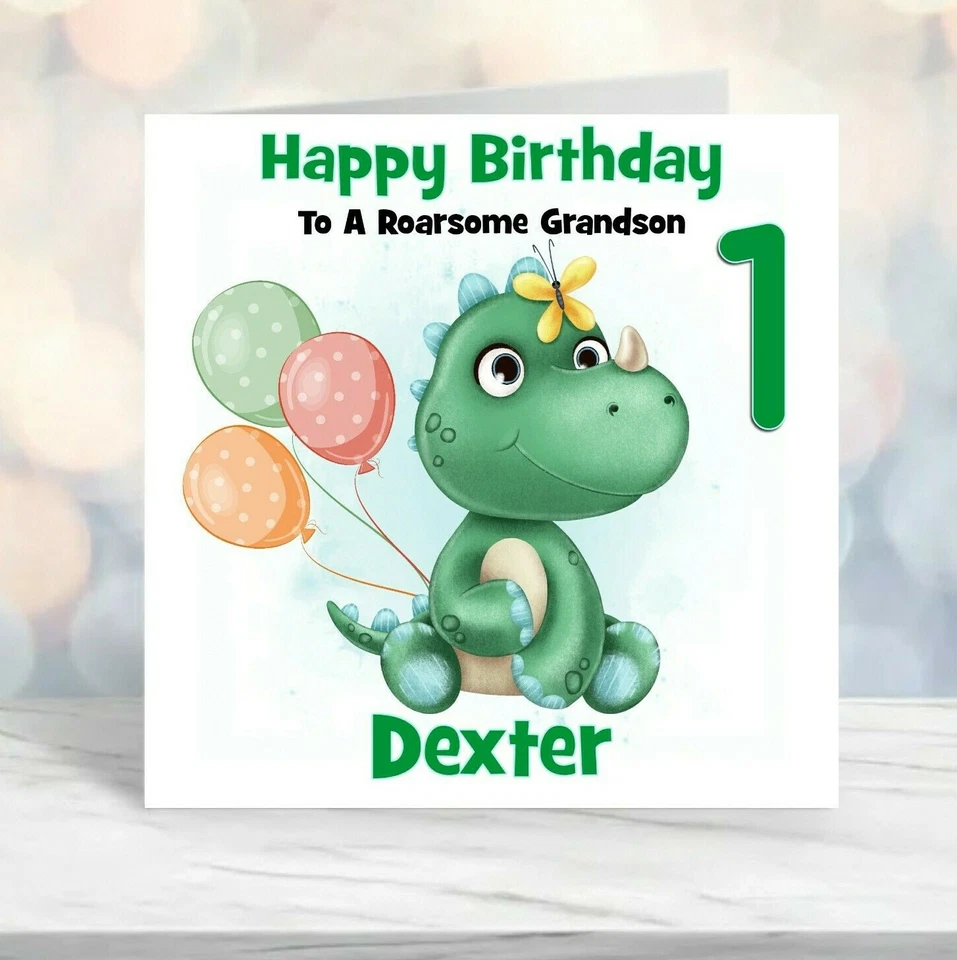 FORGETMEKNOT CARDS personalised 1st birthday card Boys Girls Dinosaur Dino 2nd 3rd 4th Son grandson