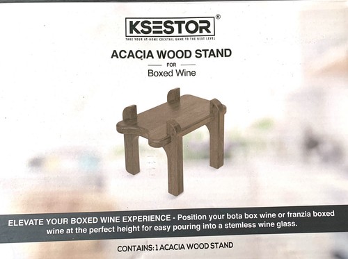 Wooden Stand for Boxed Wine - Beautiful Acacia Wood - For Glasses up to 5” Tall