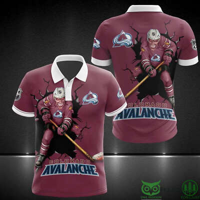 Colorado Avalanche Skull Playing Hockey Polo Shirt, Hockey Shirt, Christmas Gift