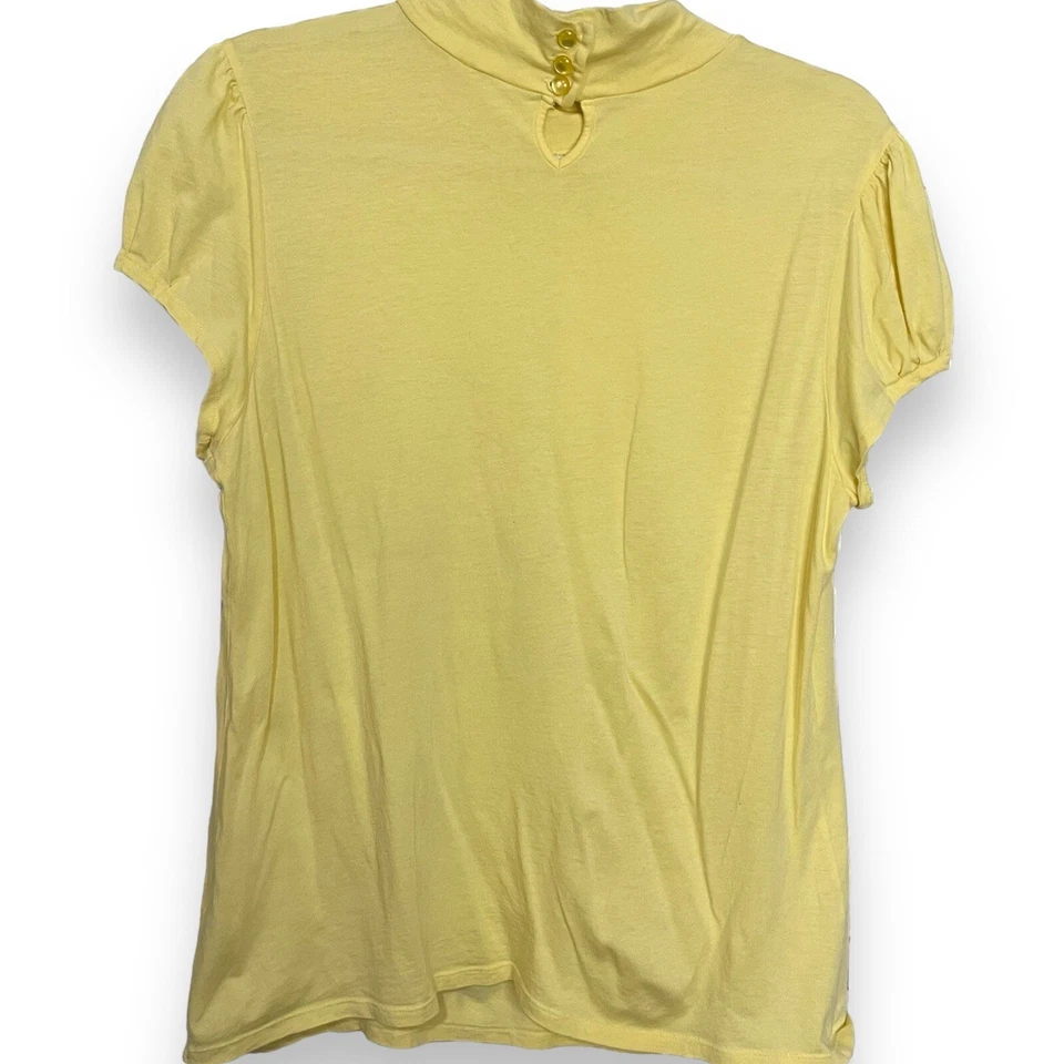Cato Mock Neck T-Shirt Women's Large Yellow Blouse Casual Easter Top Boho Retro - Image 4 of 4