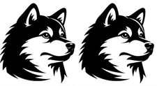 Husky Dog Two Pack 5" Vinyl Decals Car Truck Window Walls Door Tablet Mug
