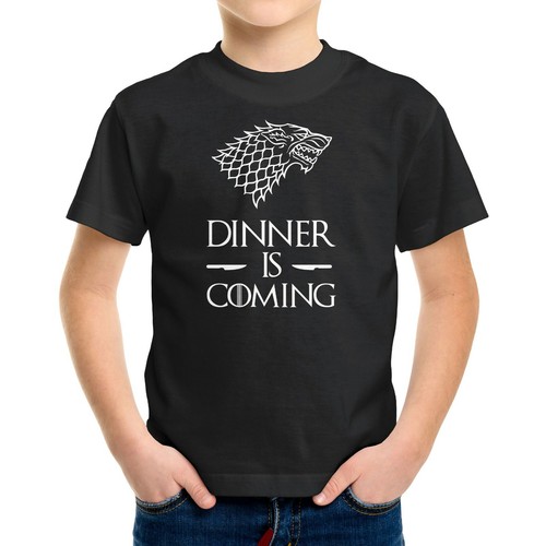 Dinner is Coming Toddler Kids Tee T-Shirt Hungry Printed Shirt Gift Food Lover - Picture 4 of 15