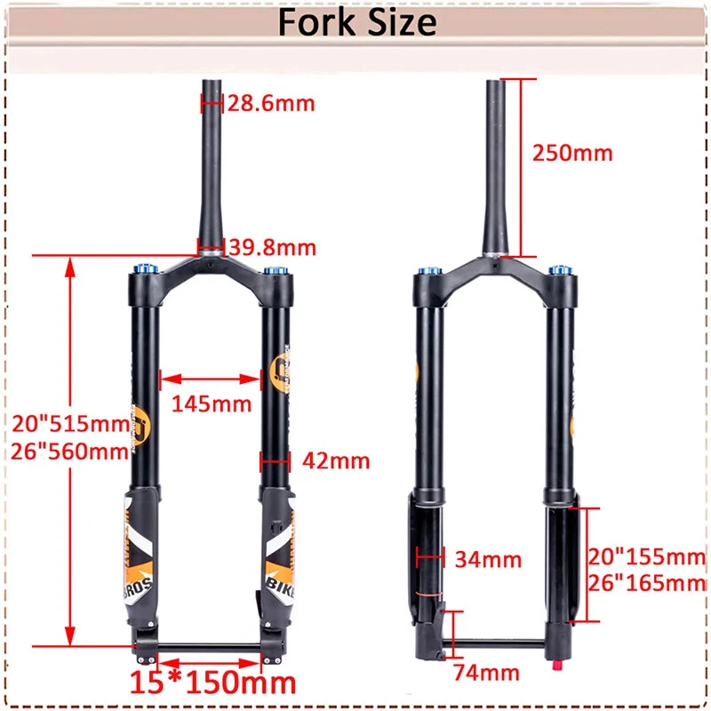 26er*5.0 Snow Bike Fat Tire E-Bike Front Suspension Air Fork Downhill Fork Part - Image 2 of 4