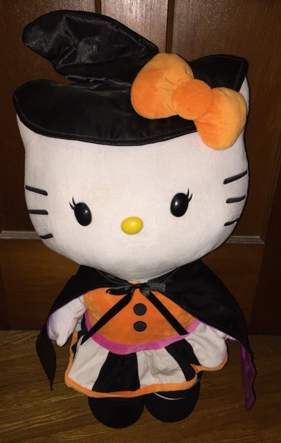Hello Kitty Halloween Witch Cat Gemmy Sanrio Plush Door Greeter Stuffed Animal | eBay