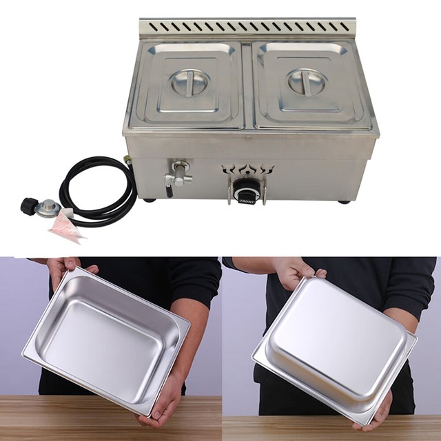TECHTONGDA Commercial Stainless Steel 1/2 Size 2pan LP Gas Food Warmer