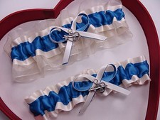 NEW Beautiful Royal Blue Ivory Wedding Prom Garters GetTheGoodStuff A  
