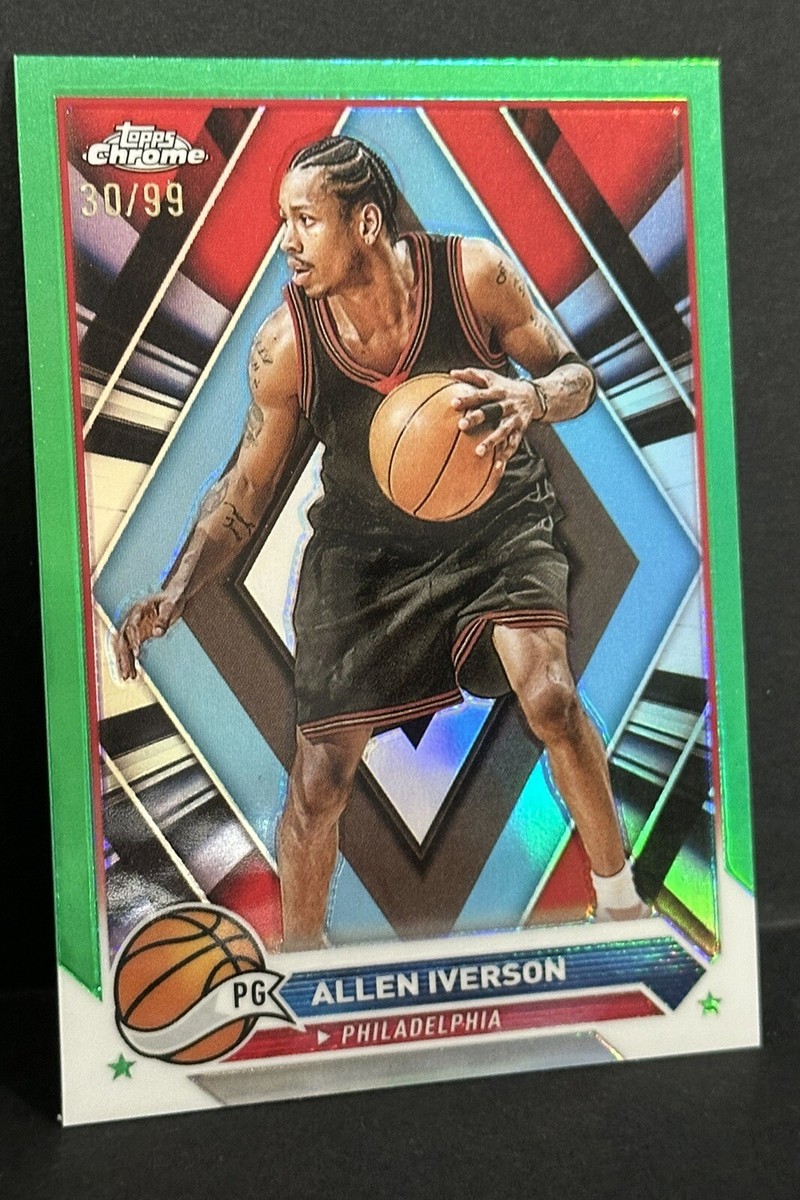その他 Allen Iverson rc auto topps 2024 Topps Chrome Basketball Allen Iverson Green Refractor
