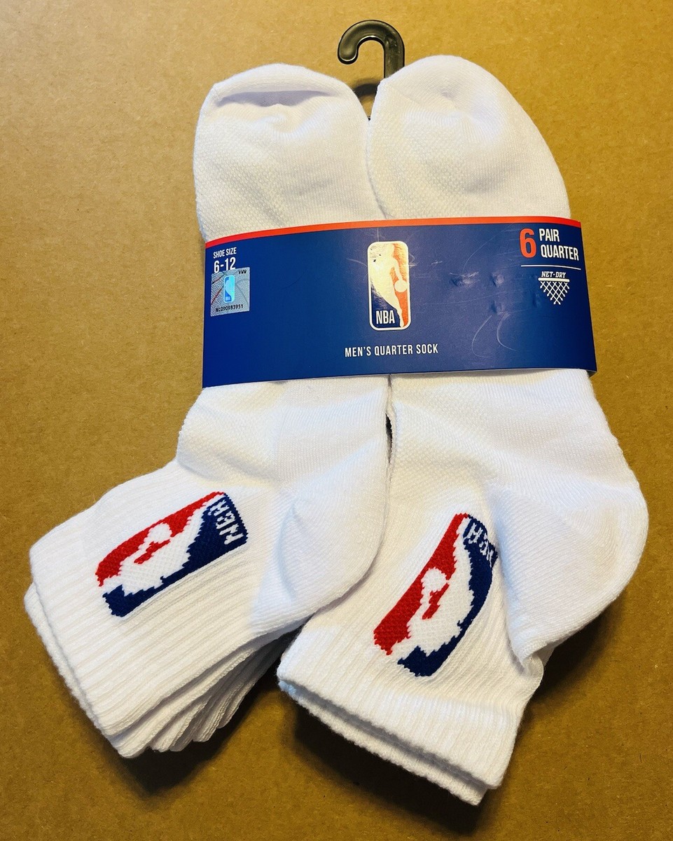 NBA Logo Basketball Men Quarter Socks Pairs White Shoe Size