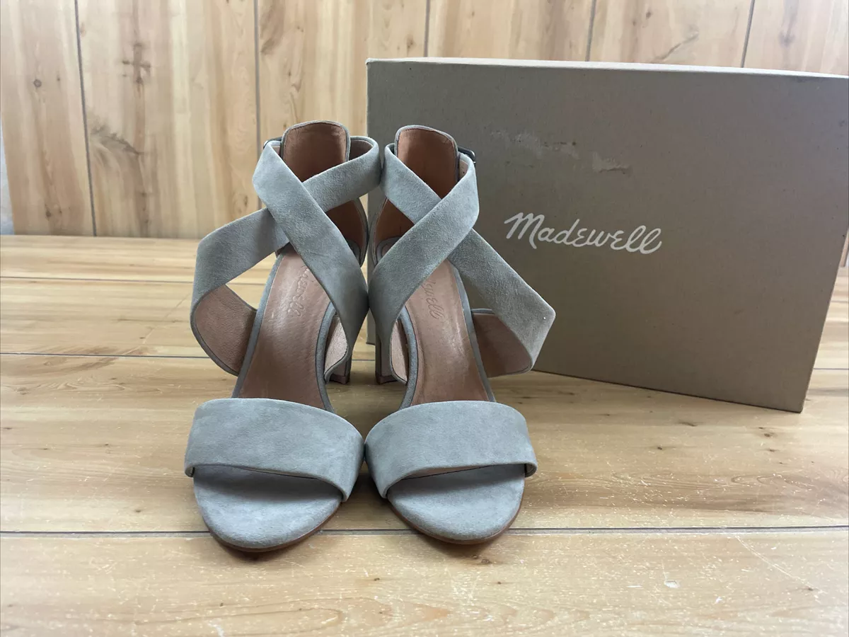 Madewell High Heel Wraparound Sandals Women s 6 Concrete Suede NWB