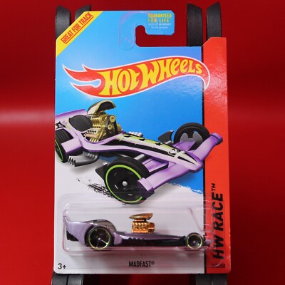 2014 Hot Wheels #152 Madfast Purple HW Race: Thrill Racers 1:64 NIP Sk5 + OH5sp