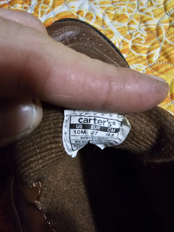 Carter's Niños Marrón Oxford Punta de Ala Tenis Zapatos Elegantes Fácil de Usar Talla 10M Foto 3 de 4