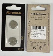 Dill Buttons ~ (0956) - 5/8" - 2 Hole Gray 2pc ~ NEW STOCK
