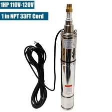 1HP 3.5" Deep Well Submersible Pump 328 ft Max long life 110V 8GPM Sub 33ft Cord