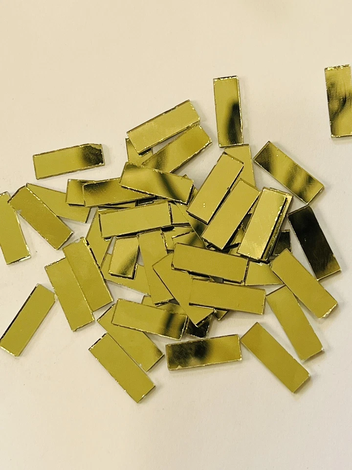 Rectangle Gold Craft Mirror Pieces Embroidery , DIY  Craft Shisha Mirrors 100 Pc - Image 3 of 4