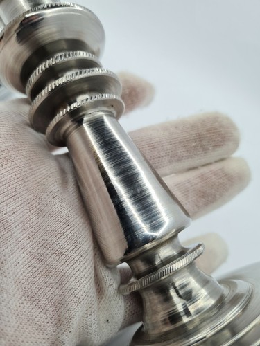 Vintage Soviet Candlestick Stainless Steel Handmade Carved on a Lathe USSR 1980 - Picture 9 of 12