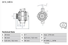 BOSCH Alternator Fits AUDI A3 SEAT Alhambra SKODA Octavia II VW 00-19 0986046180