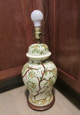 VINTAGE 26" TALL LARGE HP FLORAL ASIAN GINGER JAR PORCELAIN WORKING TABLE LAMP