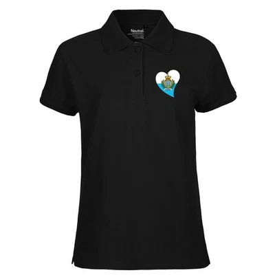 Damen Polo Shirt San Marino Flagge Herz Geschenkidee San Marino Geschenk Präsent - Bild 1 von 4