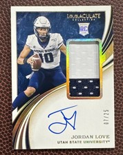 2020 PANINI IMMACULATE DRAFT JORDAN LOVE RPA ROOKIE PATCH ON CARD AUTO RC /25 SP